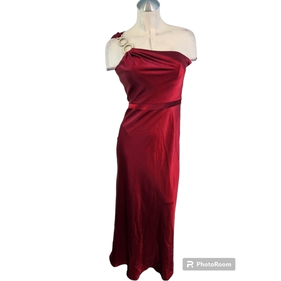 JS Collections Size 4 Red Wine One Shoulder Cocktail Dress - Picture 1 of 8
